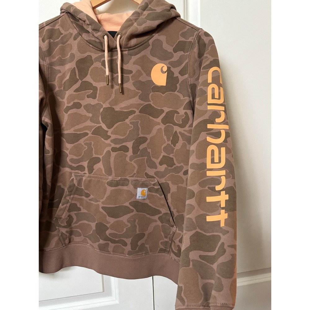 Carhartt Relaxed Fit Midweight Logo Sleeve Graphic Camo Sweatshirt Womens S - Picture 4 of 9